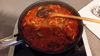 Vegetables cooking on Smeg Portable Induction Cooktop