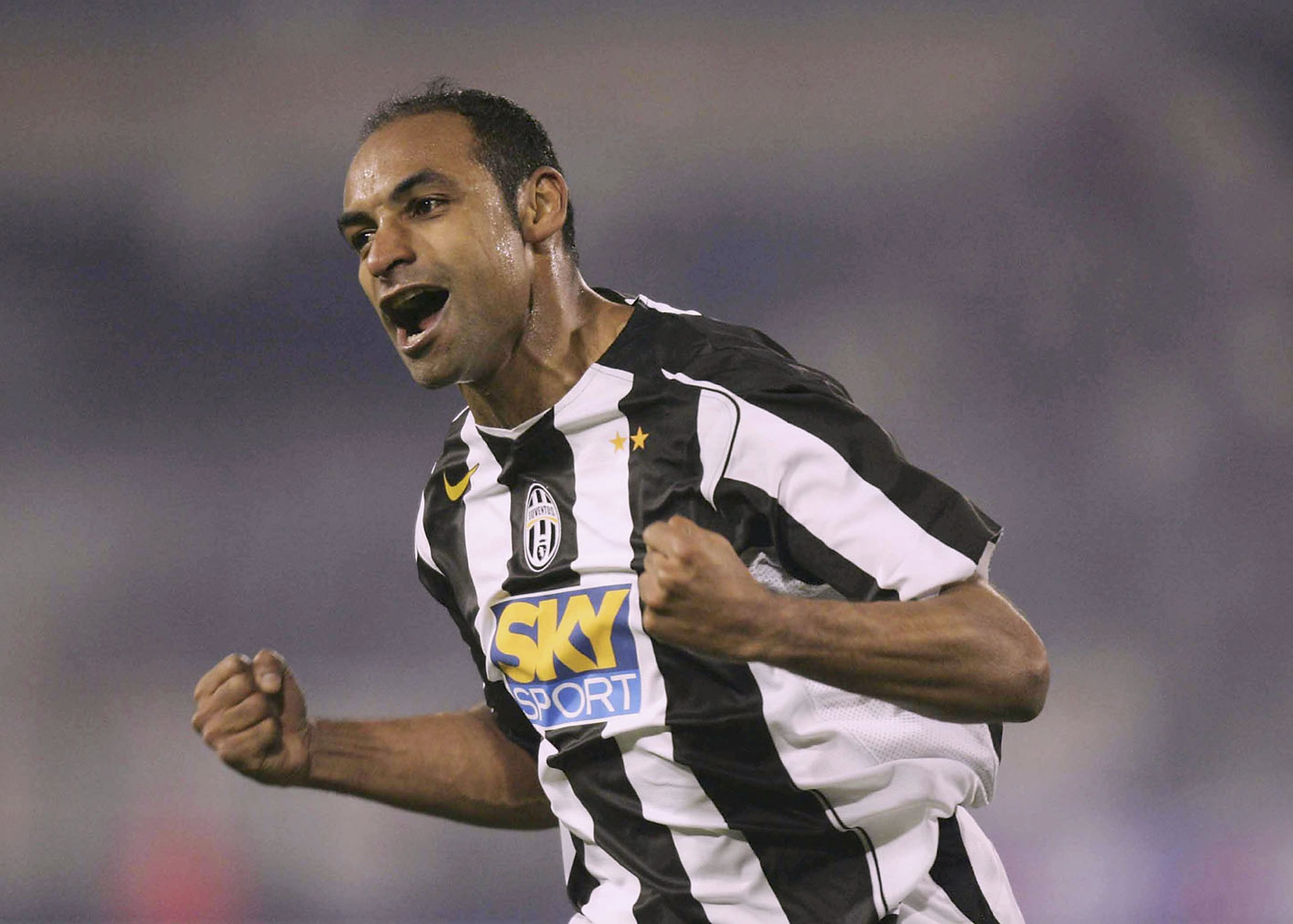 Emerson celebrates after scoring for Juventus against Cagliari in January 2005.
