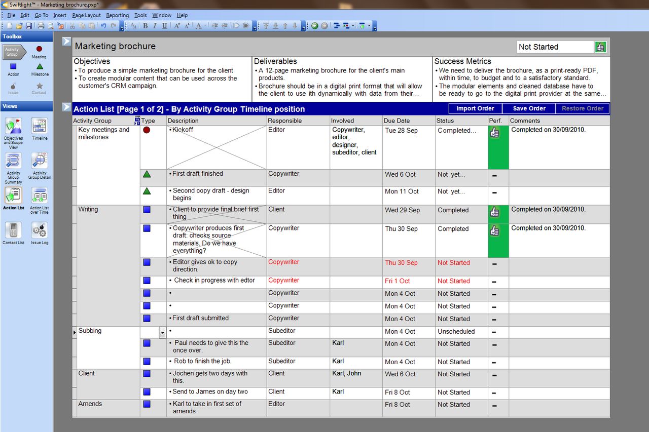 We found the Action List screen confusing, both because of the way the information was arranged and the old-fashioned look an