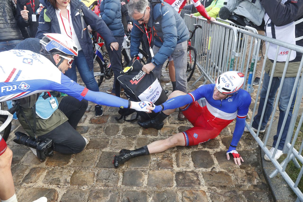 Arnaud D&eacute;mare (Groupama-FDJ) after a tough uphill sprint