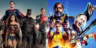 Justice League and Suicide Squad side by side