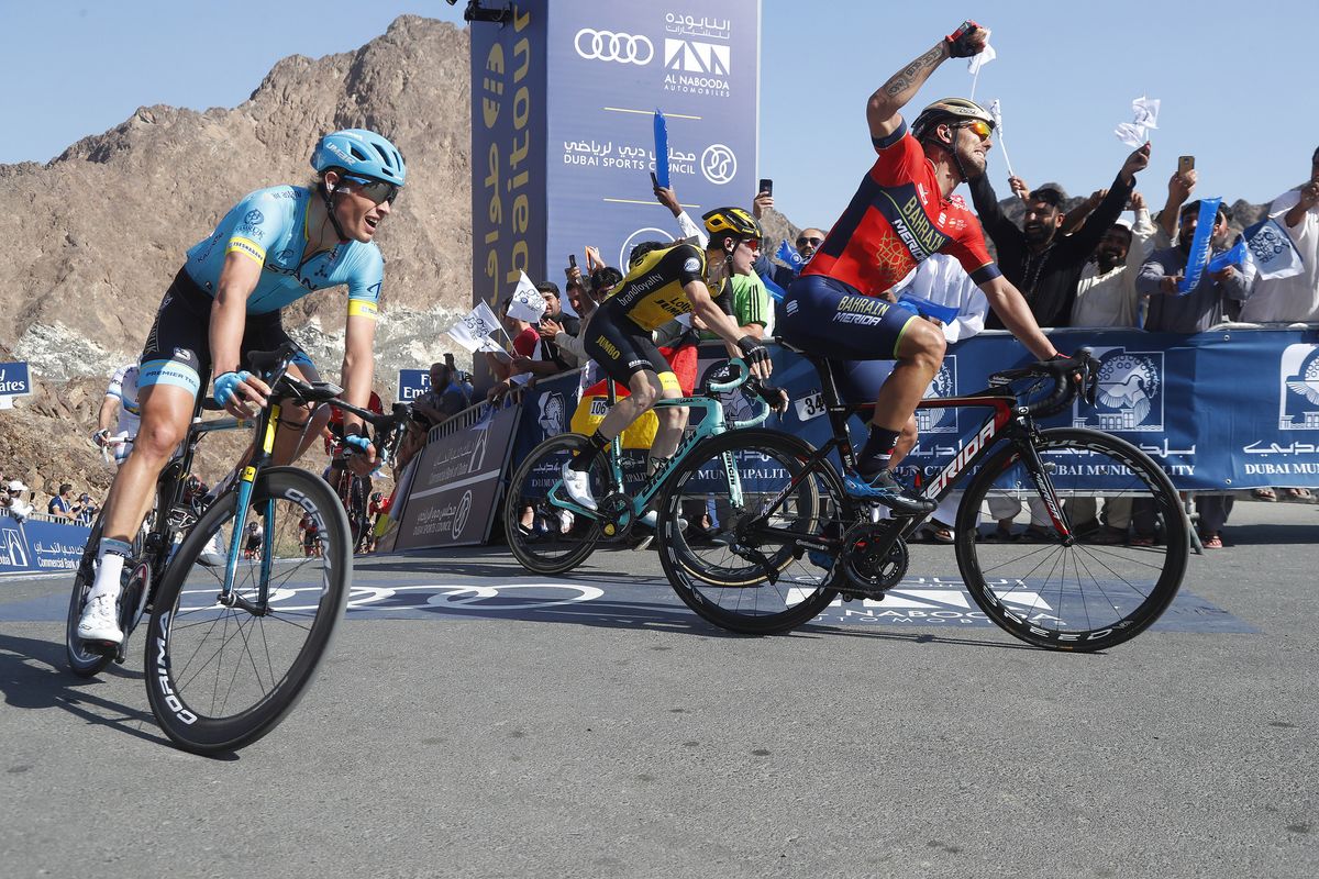Sonny Colbrelli punches the air