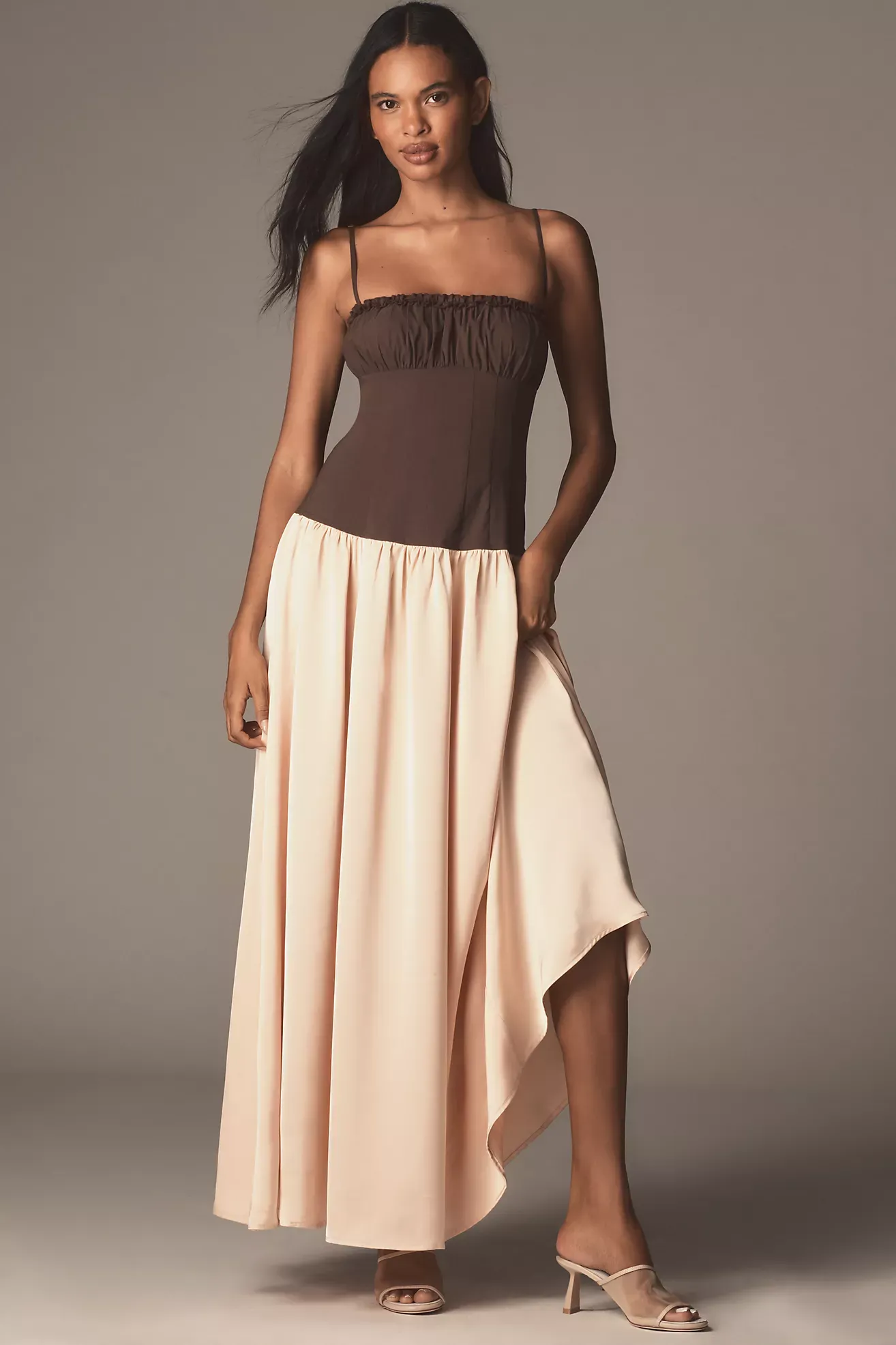 Weworewhat Drop-Waist Corset Maxi Dress