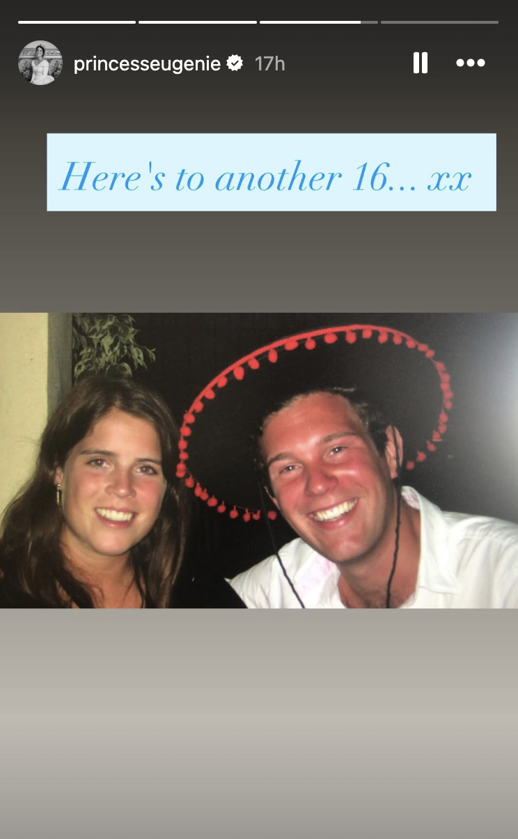 Princess Eugenie and Jack Brooksbank wearing a sombrero