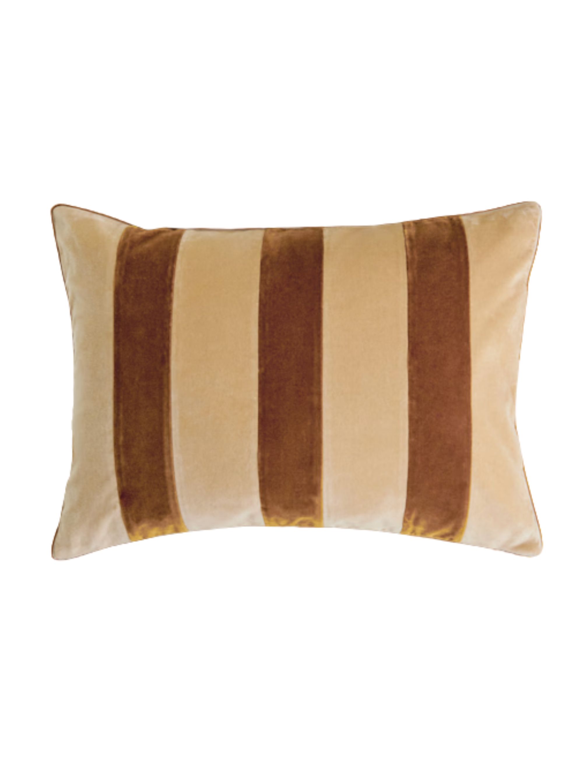 Velvet Stripes Cushion - Beige and Caramel