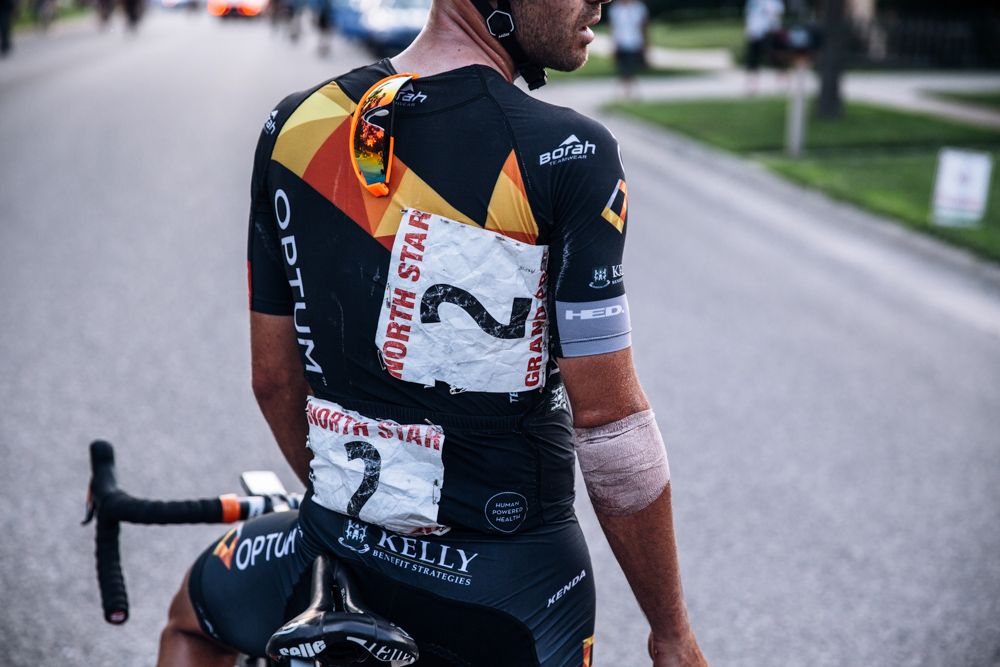 Jesse Anthony of Optum Pro Cycling wore some battle scars from his crash in Wednesday night's criterium