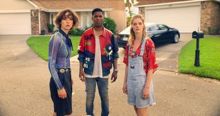 Brigette Lundy-Paine, Kid Cudi and Samara Weaving in Bill & Ted Face the Music