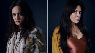 A 2 split image of Courtney Eaton as teen Lottie and Simone Kessell as adult Lottie.