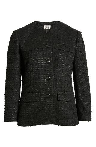 Collarless Tweed Blazer