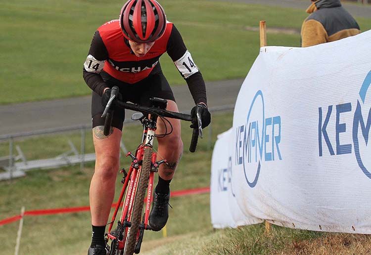 Focusing intently on the climb, Taylor Kuyk-White (RSCK-House Ind-DWR-HM) crests the hill