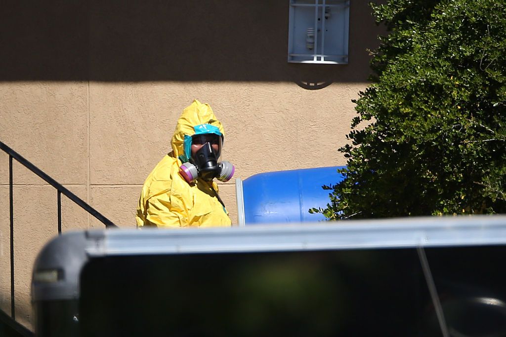 A person in a hazmat suit.