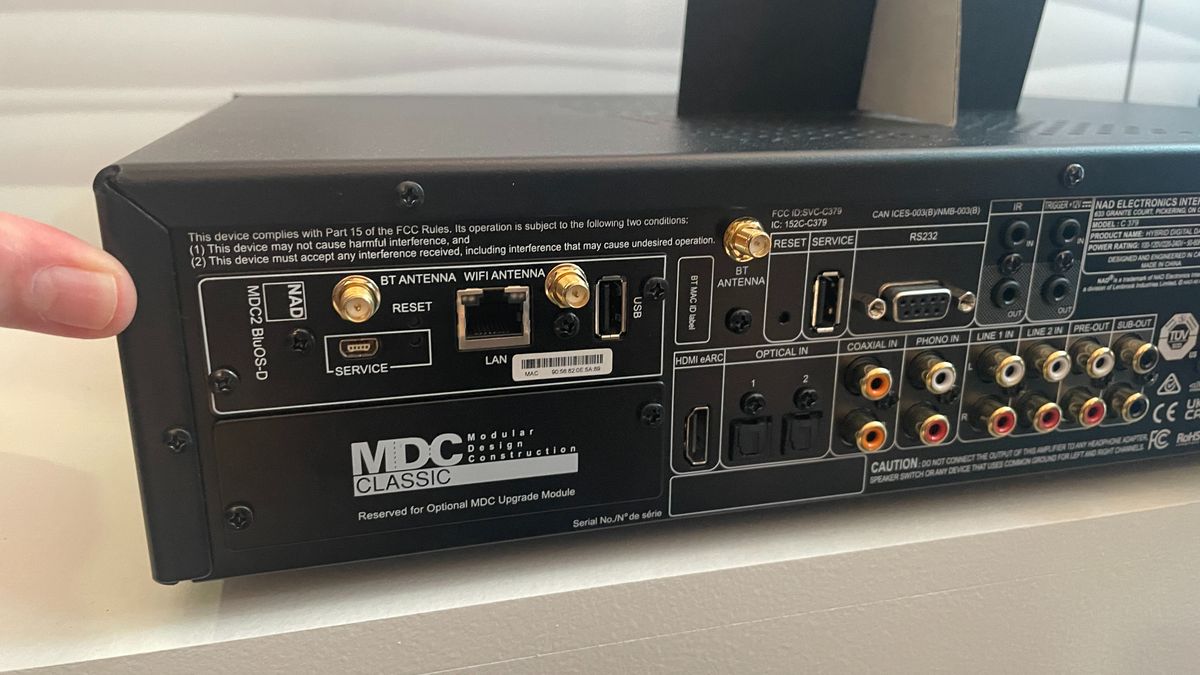 NAD C 379 upgrade module slots at rear panel