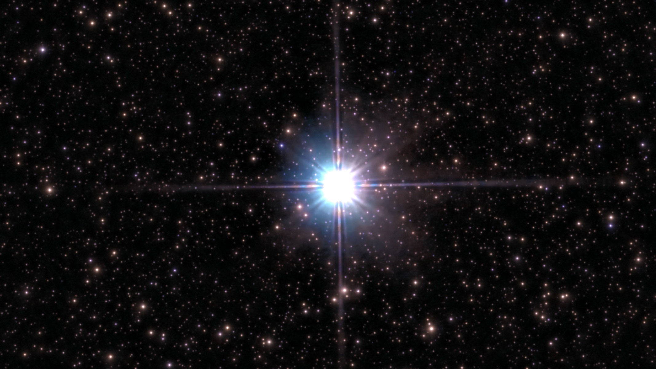 The star Altair shining in the starry night sky.