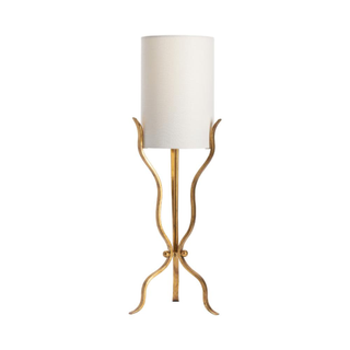 table lamp with three wavy gold legs