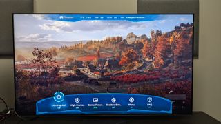 TCL C855 with battlefield v and game bar on screen