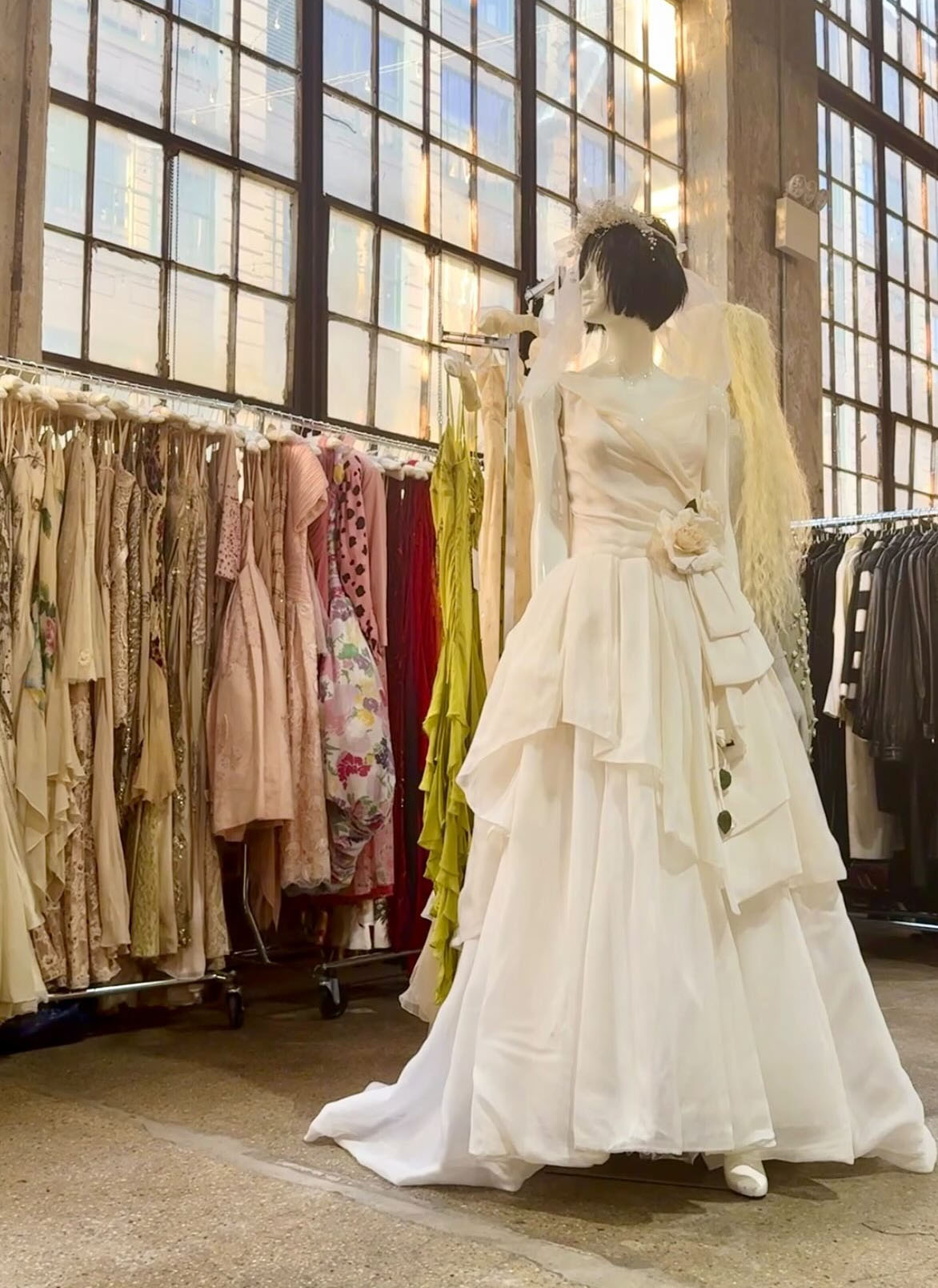 A white dress at a vintage fair.
