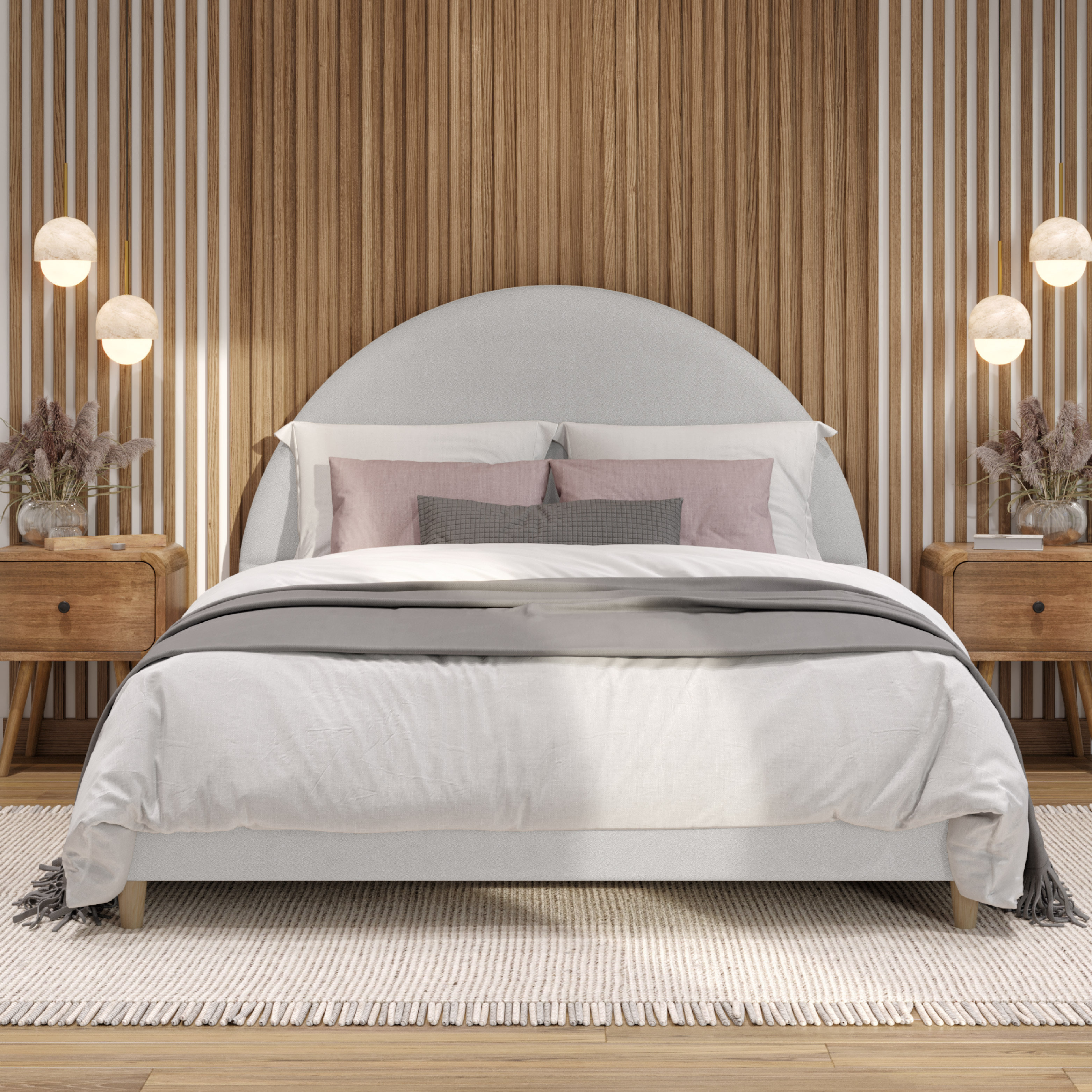 Subi Arched Upholstered Boucle Bed Frame