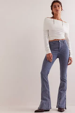 We the Free Level Up Stripe Slim Flare Jeans