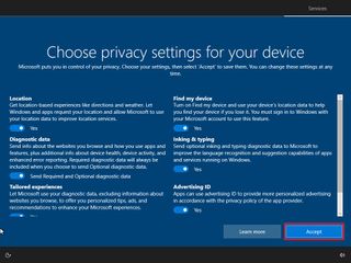Windows 10 OOBE privacy settings