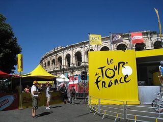 The Arena of Nimes made a nice backdrop for sign-in.