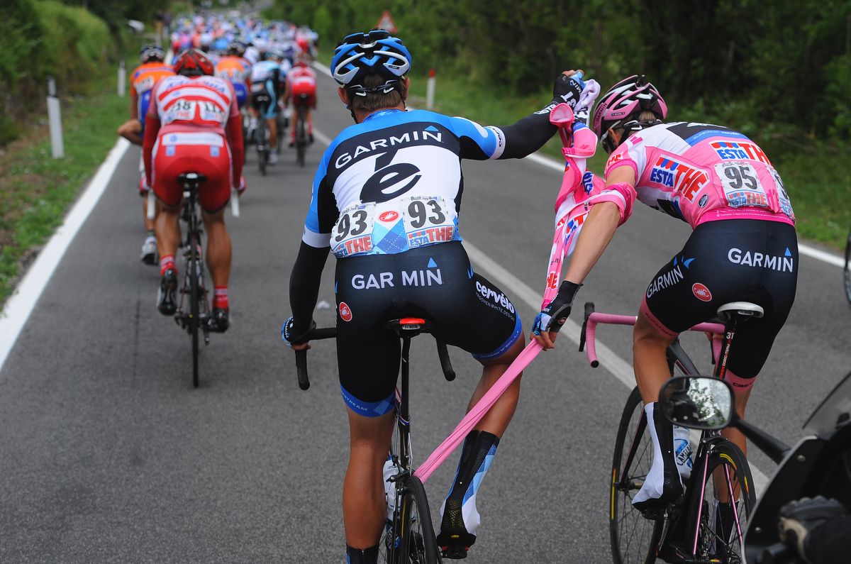 A little too much Maglia Rosa for the Garmin team in 2012