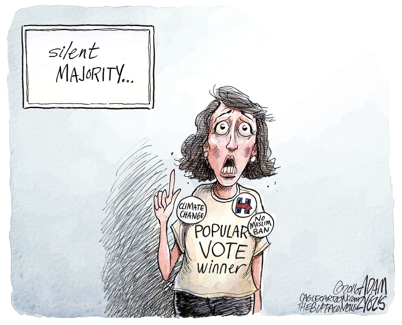 Political cartoon U.S. 2016 election popular vote