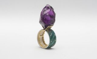 Crystal, enamel and gold ring