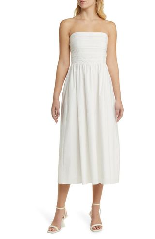 Sammie Pleat Strapless Stretch Cotton Sundress