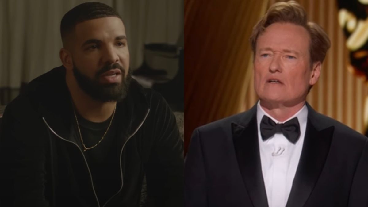 Drake in Rap Radar: Drake and Conan O&#039;Brien hosting the Oscars and looking confused.