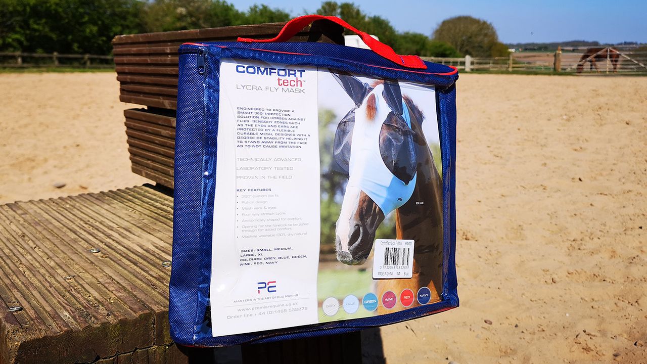 Premier Equine Comfort Tech Lycra Fly Mask in bag