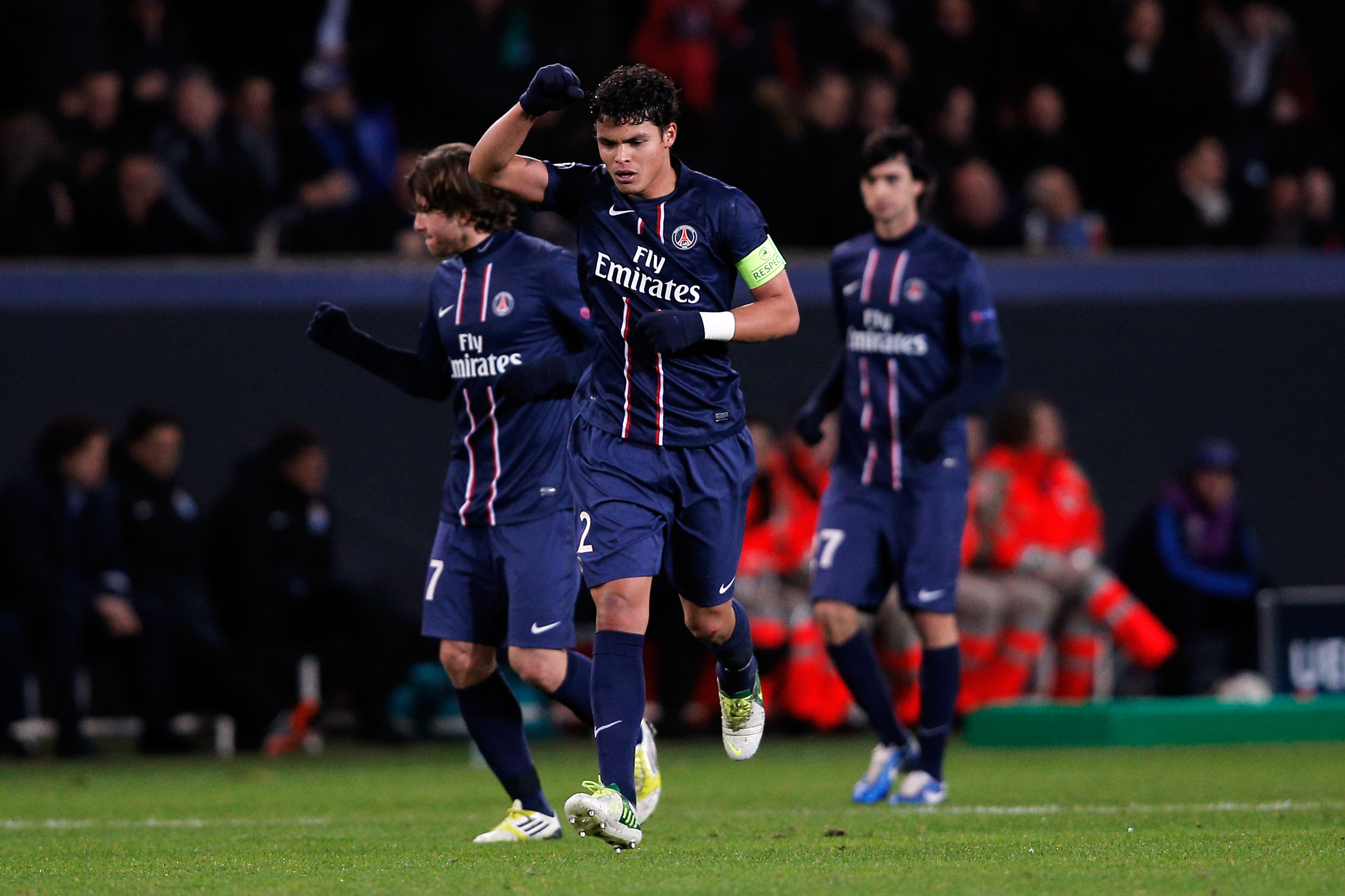 Thiago Silva of PSG of Porto during the Group A UEFA Champions League match between Paris Saint-Germain FC and FC Porto at Parc des Princes on December 4, 2012 in Paris, France.