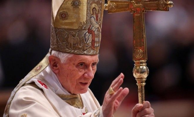 Pope Benedict XVI arrives at St. Peter&amp;#039;s Basilica for a mass in November 2012 in Vatican City.