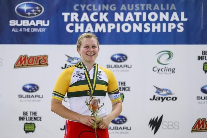 Stephanie Morton on the podium.