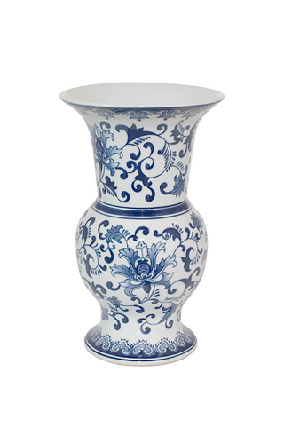 Three Hands Blue and White Ceramic Vase