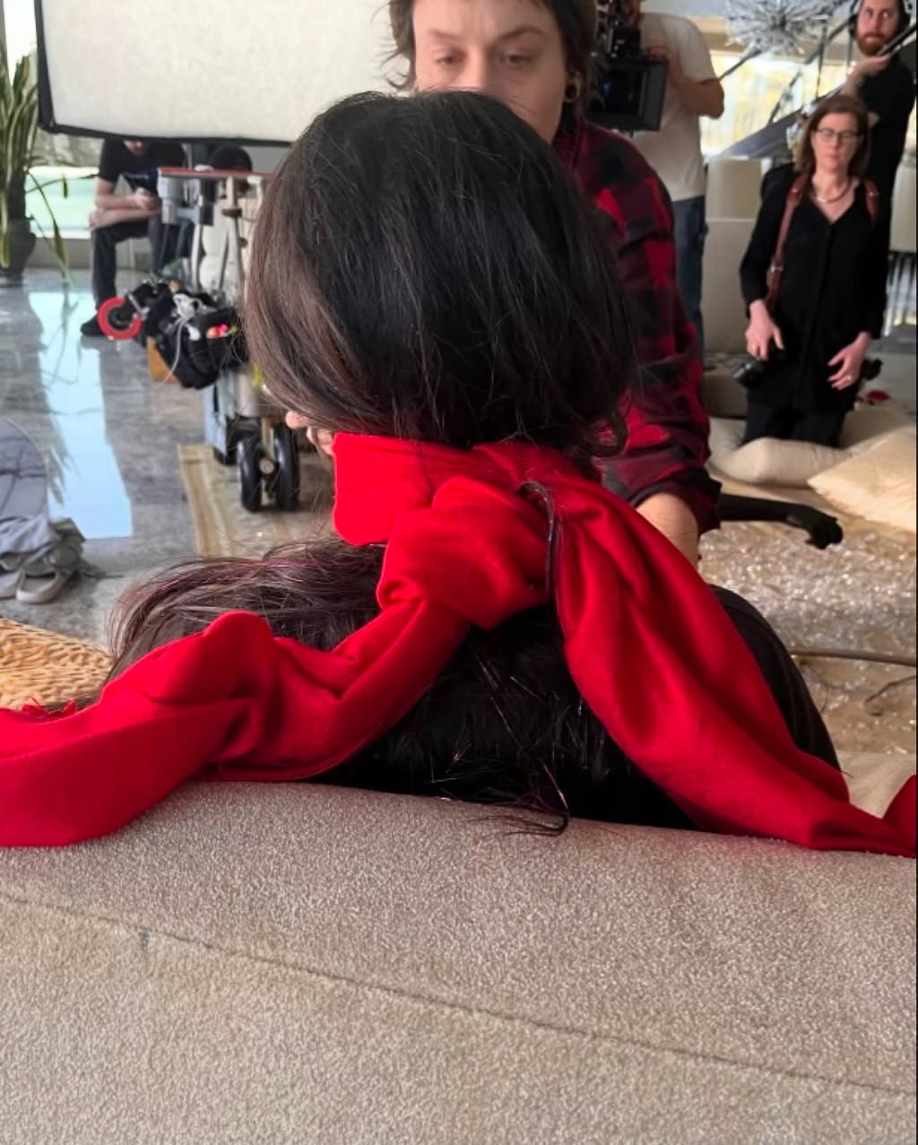 Mikey Madison on the set of Anora