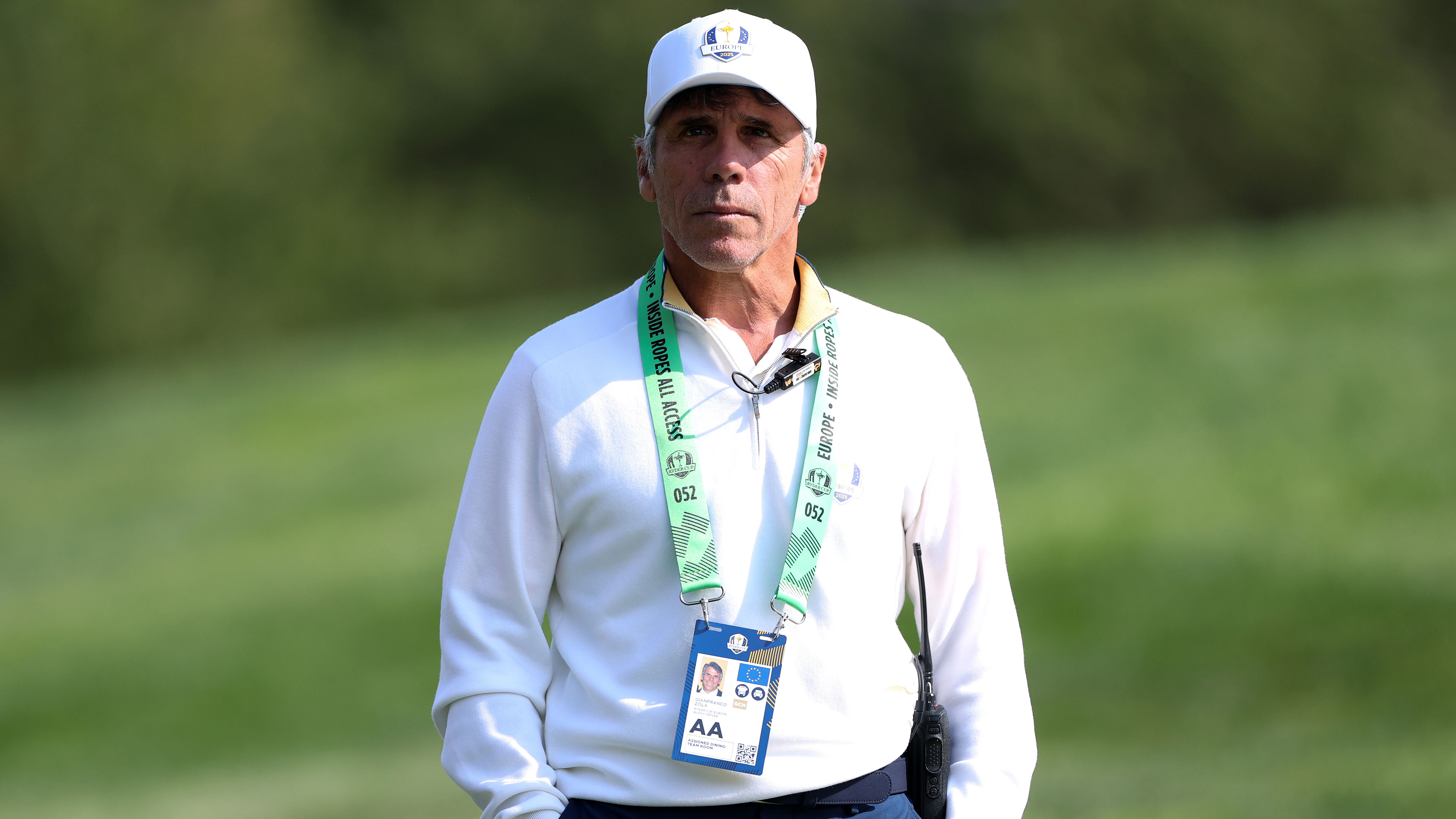 Former Chelsea and Italy striker Gianfranco Zola at the 2025 Ryder Cup