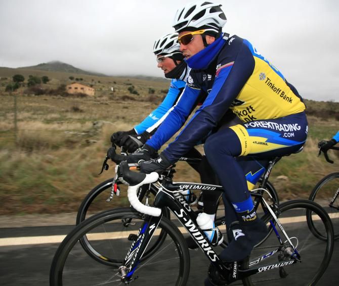 Alberto Contador joins the team for a ride