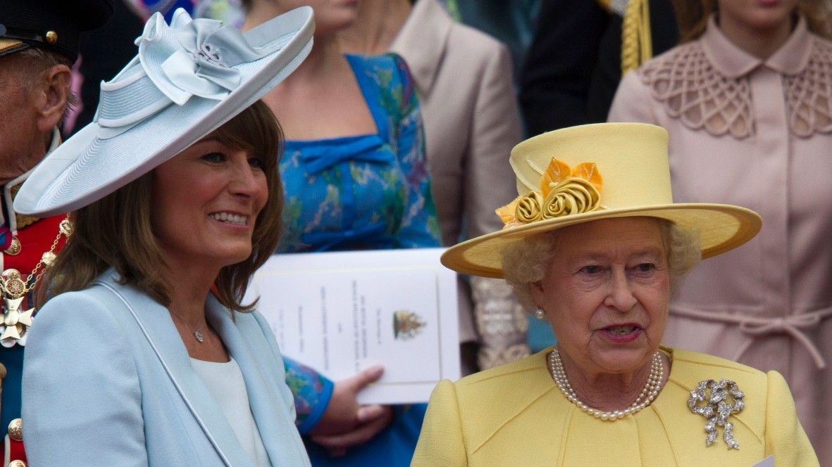 Carole Middleton pulls out all the stops for the Queen, seen here attending Prince William and Kate Middleton&#039;s wedding