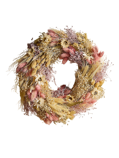 Dutch Field Mix Dried Wreath, Blush