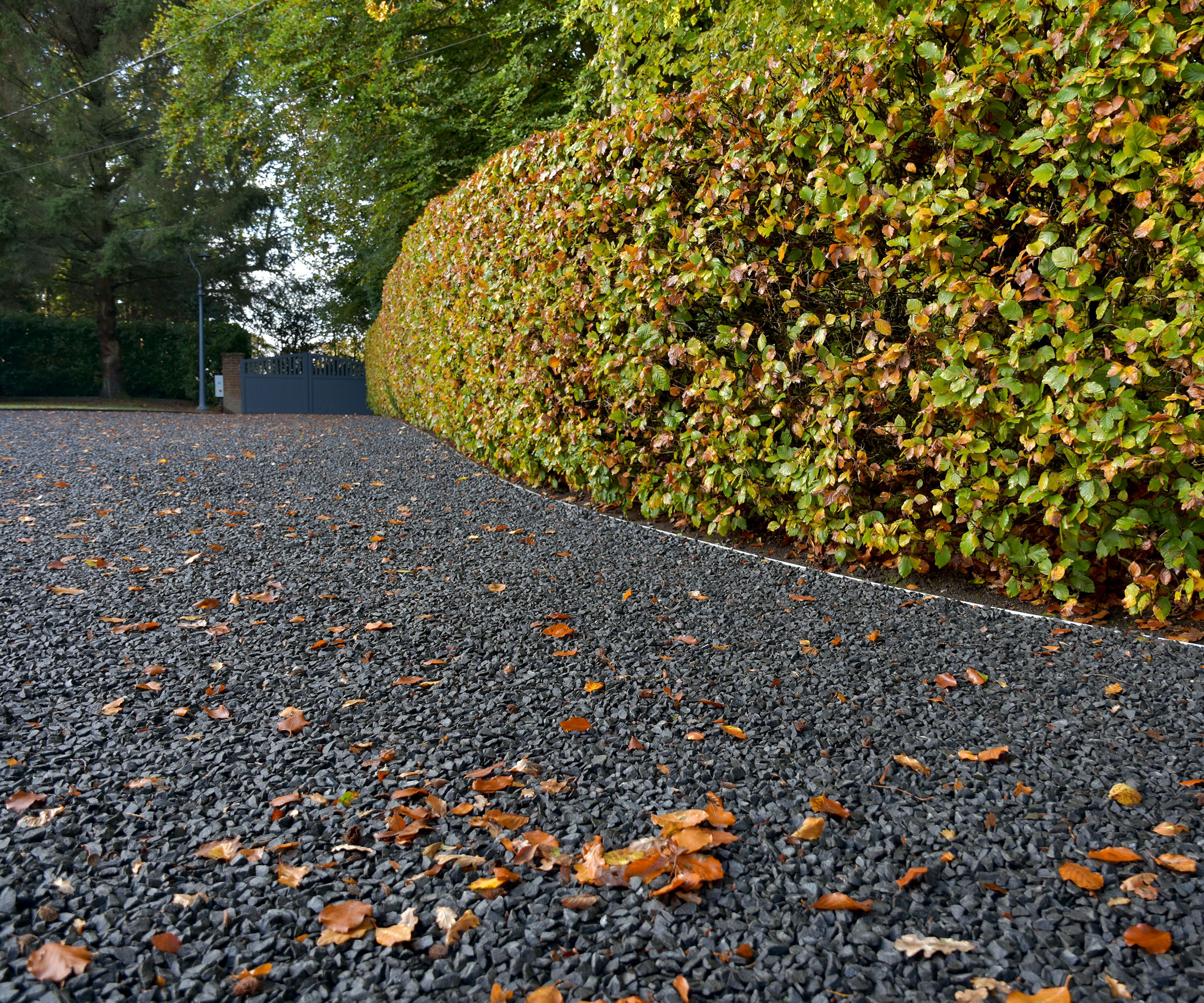 sloping gravel driveway