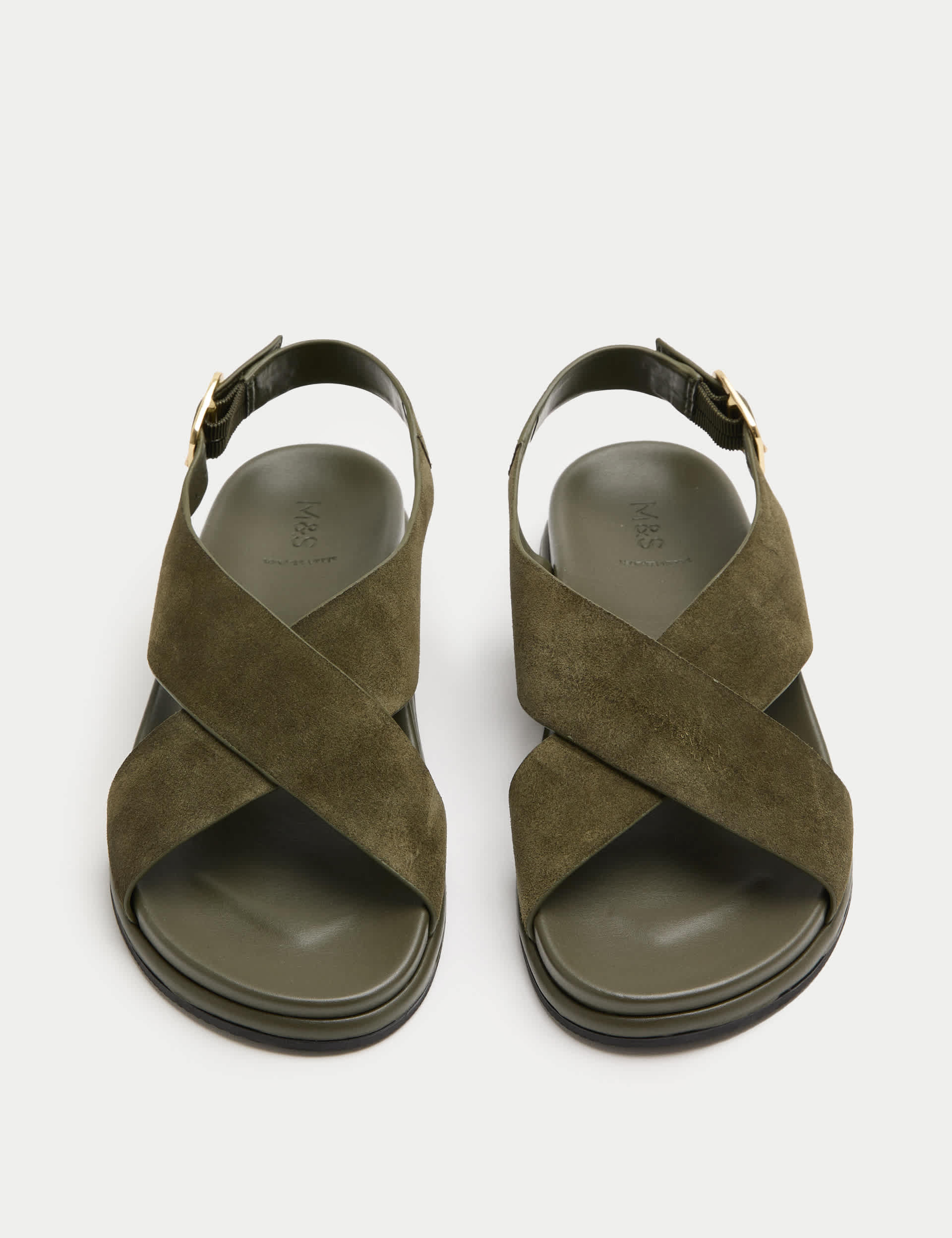 Suede Crossover Footbed Sandals
