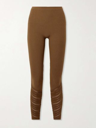 Perforated Wool-Blend Leggings