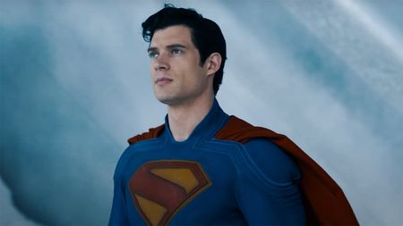 A shot of David Corenswet's Superman in his 2025 feature film