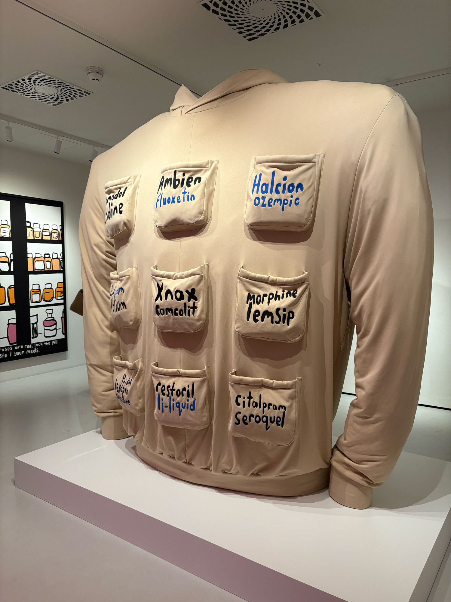 Hoodie with drug names on it