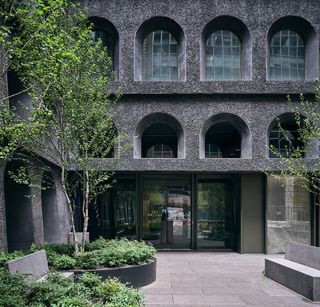 courtyard exterior shot at 130 William by Adjaye completes