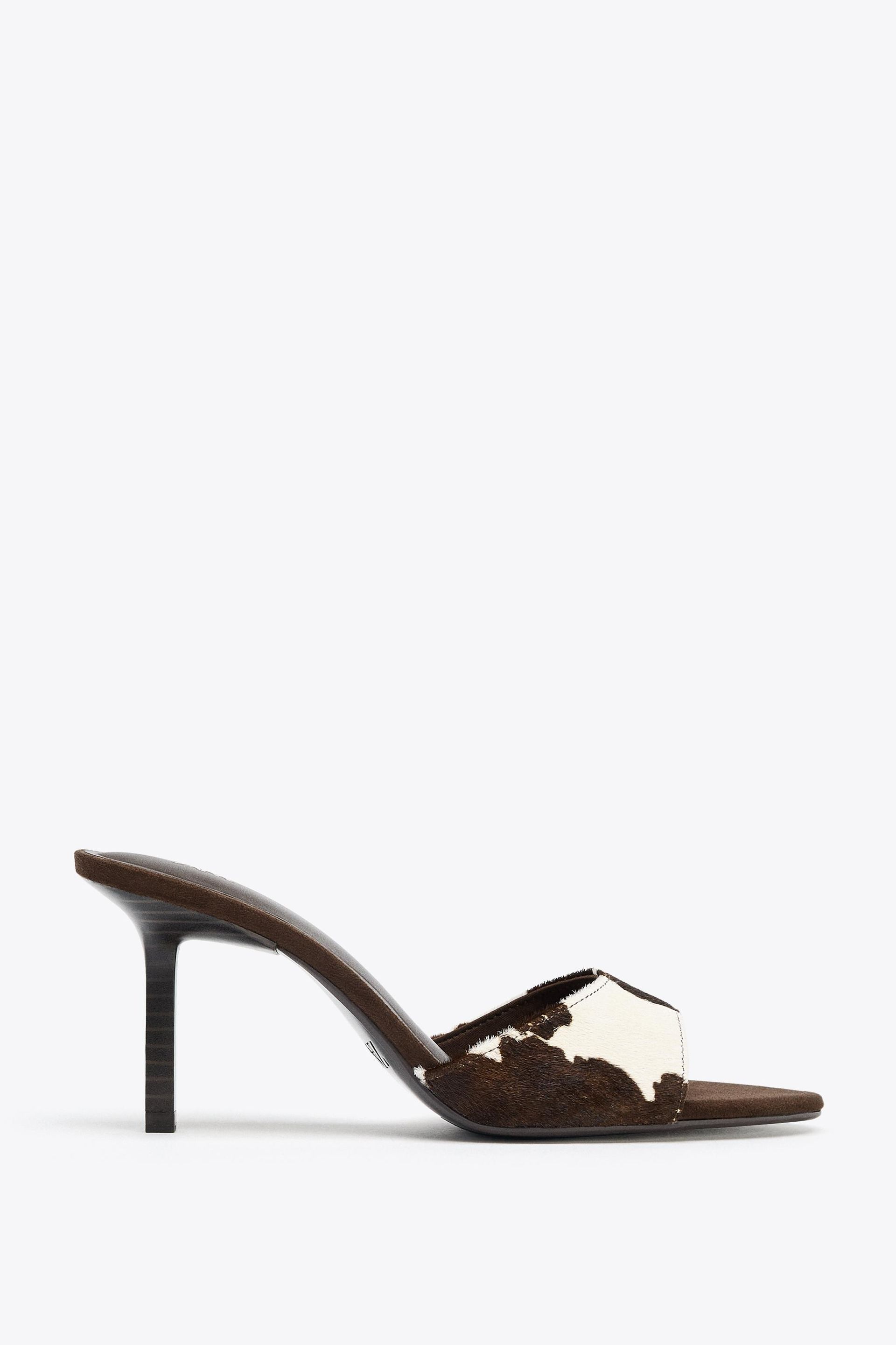 Animal Print Leather Heeled Sandals