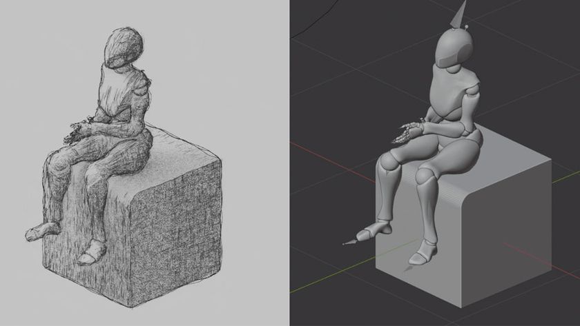 A demo image of a Blender plugin that turns 3D models to pencil sketches