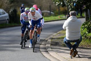 MONTARGIS FRANCE MARCH 04 LR Mathieu Burgaudeau of France and Pierre Latour of France and Team TotalEnergies compete in the breakaway during the 82nd Paris Nice 2024 Stage 2 a 1776km stage from Thoiry to Montargis UCIWT on March 04 2024 in Montargis France Photo by Alex BroadwayGetty Images