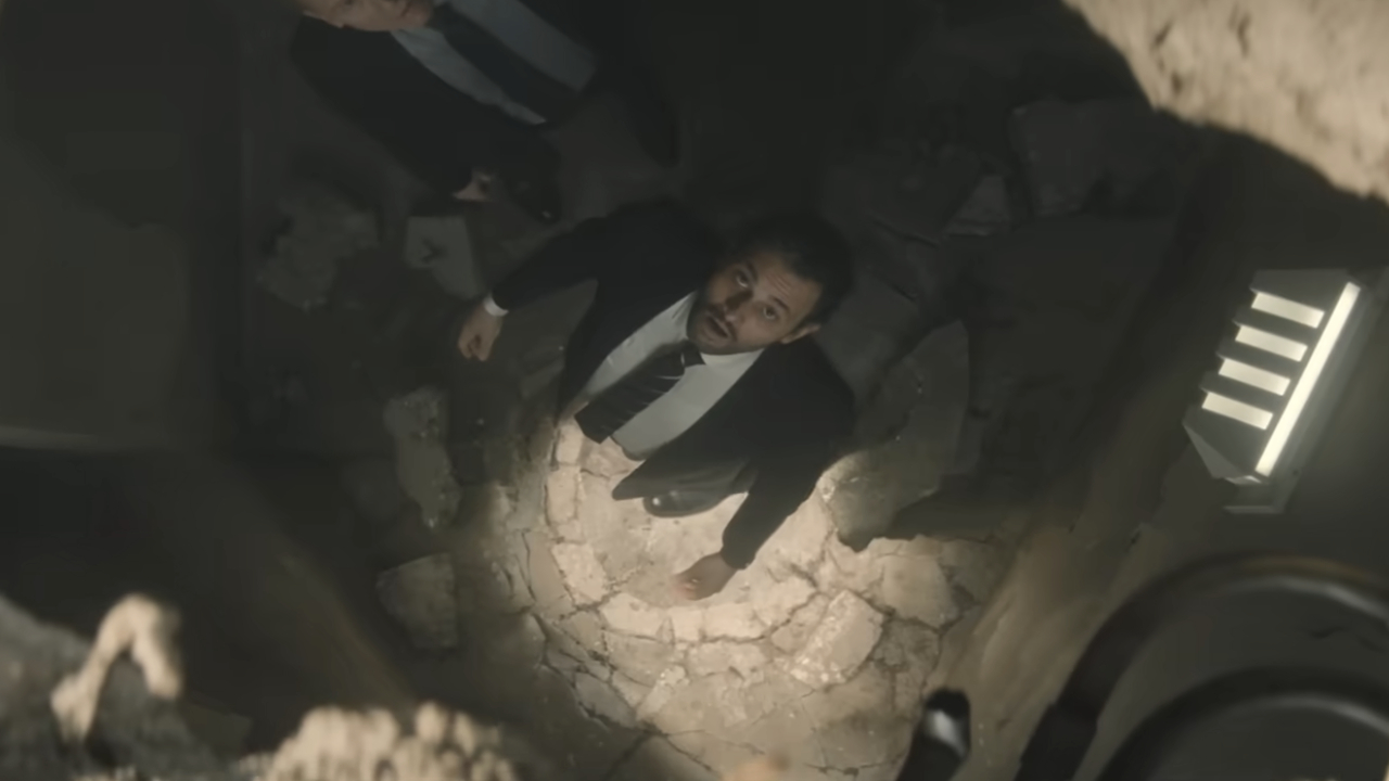 P. Cleary (Arian Moayed) looks up on Wonder Man.