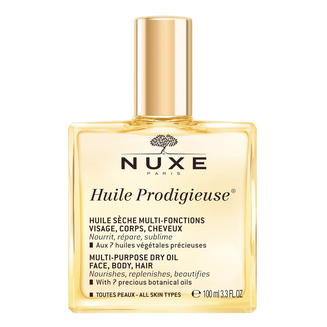 Nuxe Huile Prodigieuse Multi-Purpose Dry Oil - Radiant Glow and Lightweight Hydration for Face, Body 
Hair. Nourishes, Repairs and Enhances